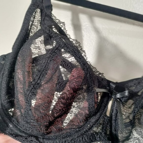 FREYA FANCIES PLUNGE BALCONY BBLACK LACE BRA STYLE AA1011  SIZE 32DDD - Picture 6 of 7